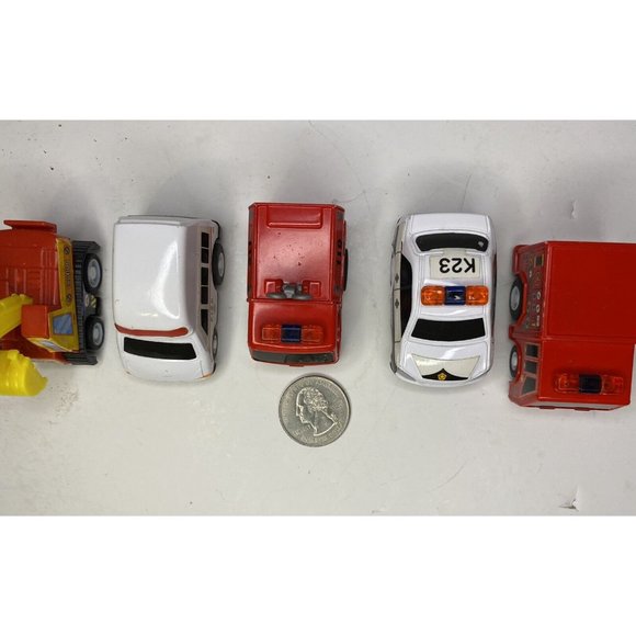 Lot 5 Toy Cars Emergency Vehicles Fire Truck Police Earth Mover Ambulance - Picture 4 of 7